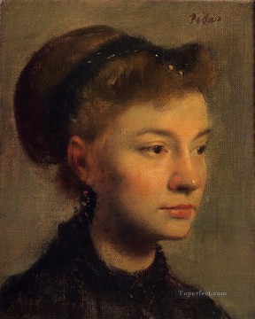 エドガー・ドガ Painting - 若い女性の頭 エドガー・ドガ